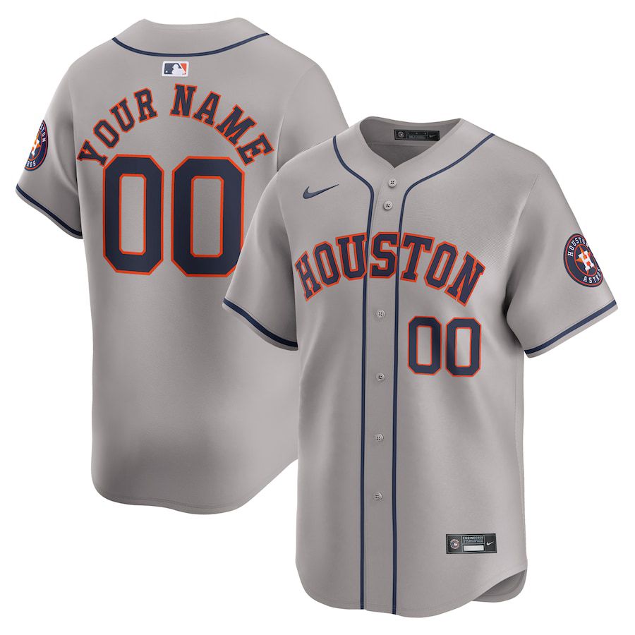 Men Houston Astros Nike Gray Away Limited Custom MLB Jersey